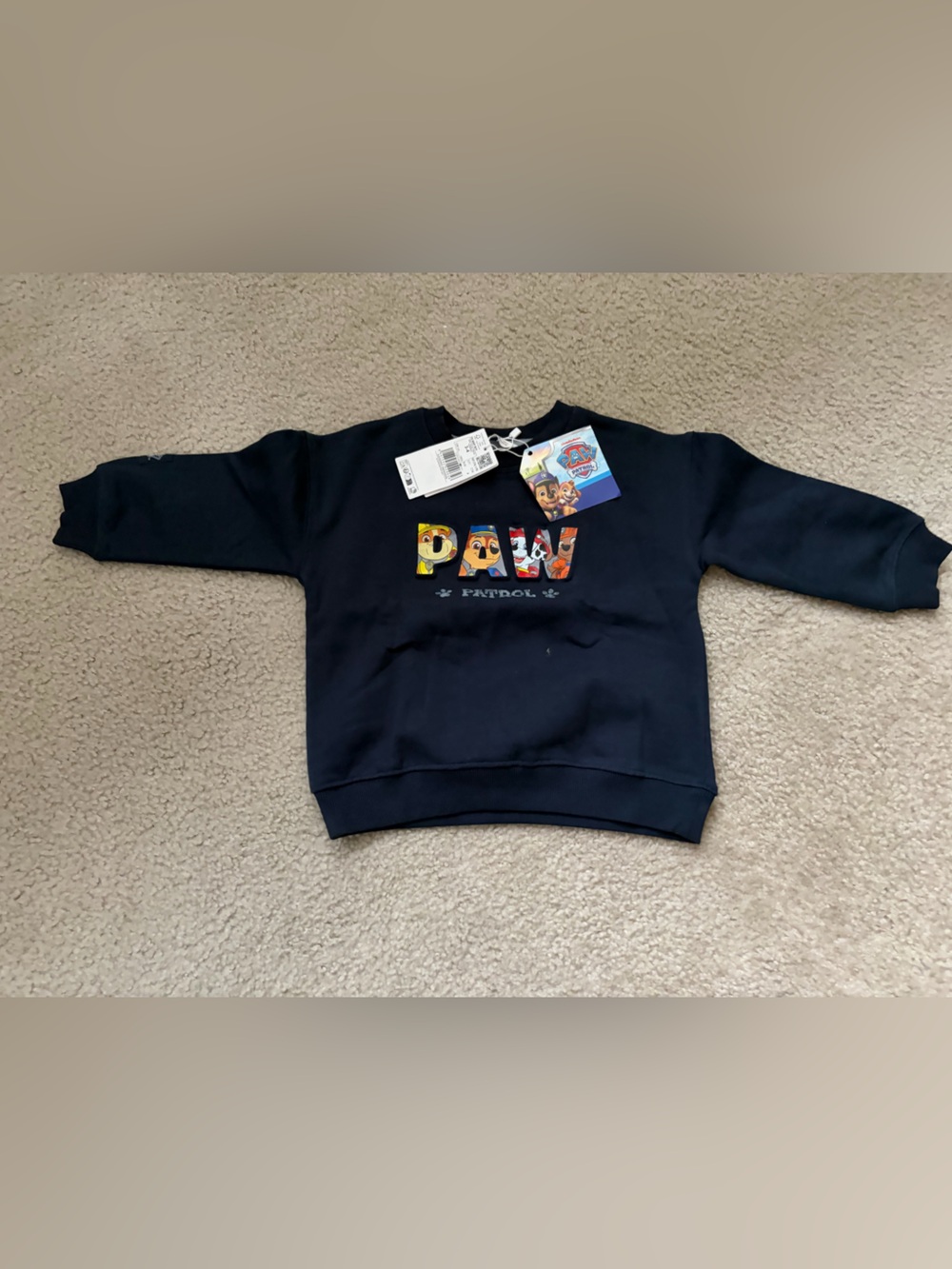 Mango Navy Blue Kids Sweatshirt with Colorful Character Lettering NWT